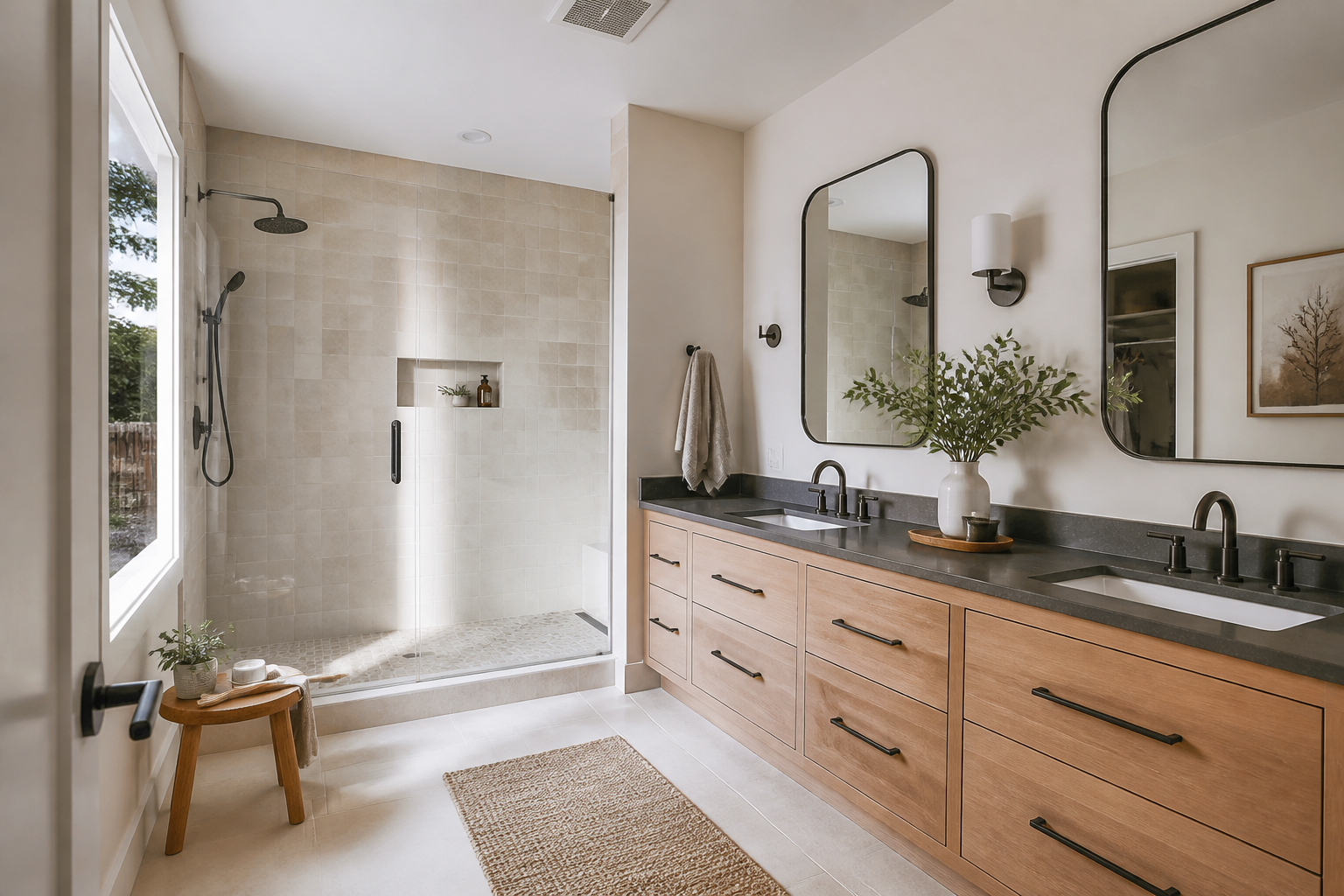 Bright bathroom remodeling concept