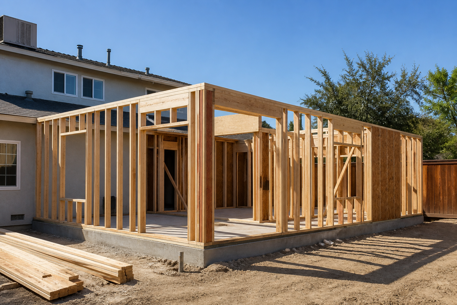 Residential room addition framing concept